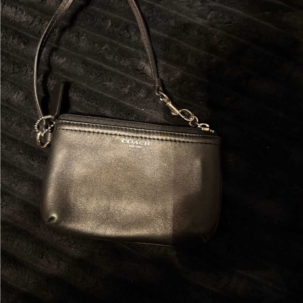 Coach Black Leather Wristlet